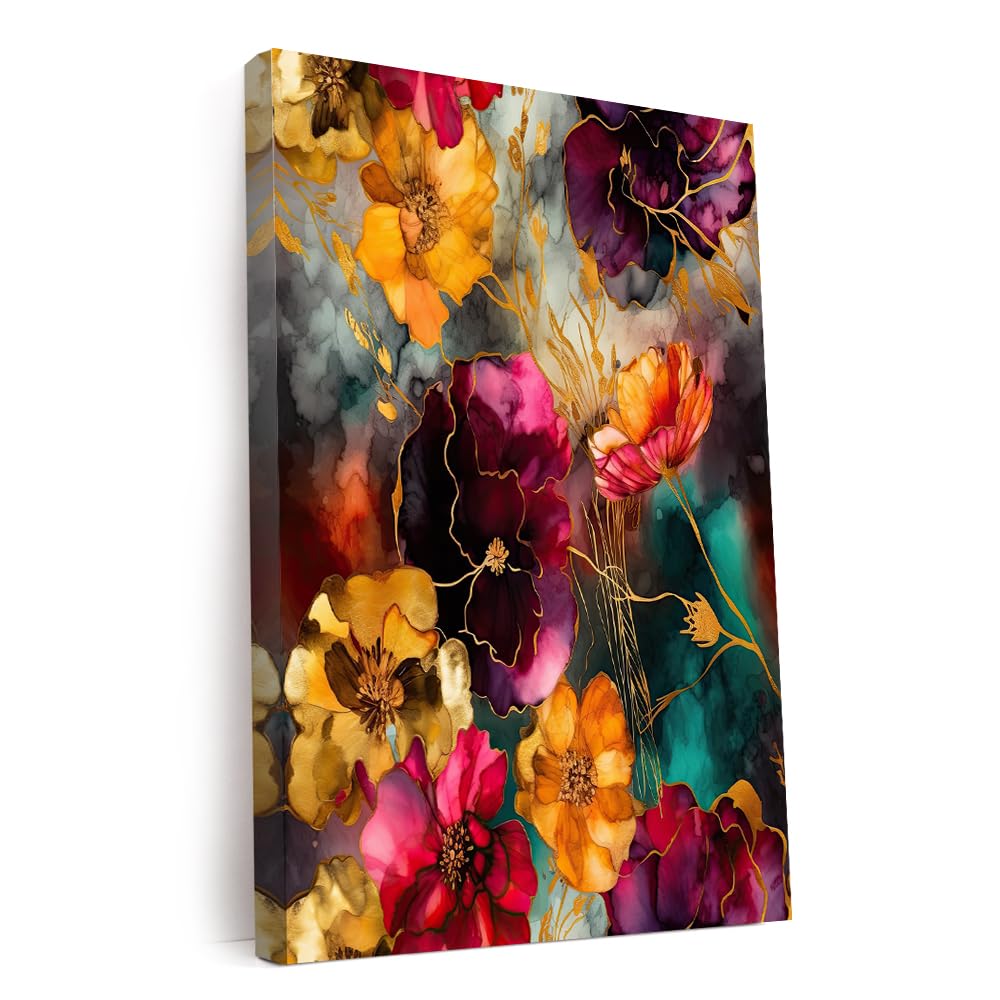 golInk Flowers Printed Canvas Wall Art, Perfect for Home Decor, Gifts & Keepsakes, Ready to Hang