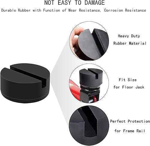Miniatura 6 de Adaptador de almohadilla de suelo de 4 toneladas universal de goma con marco ranurado, protector de soldaduras para gato de piso (paquete de 4)