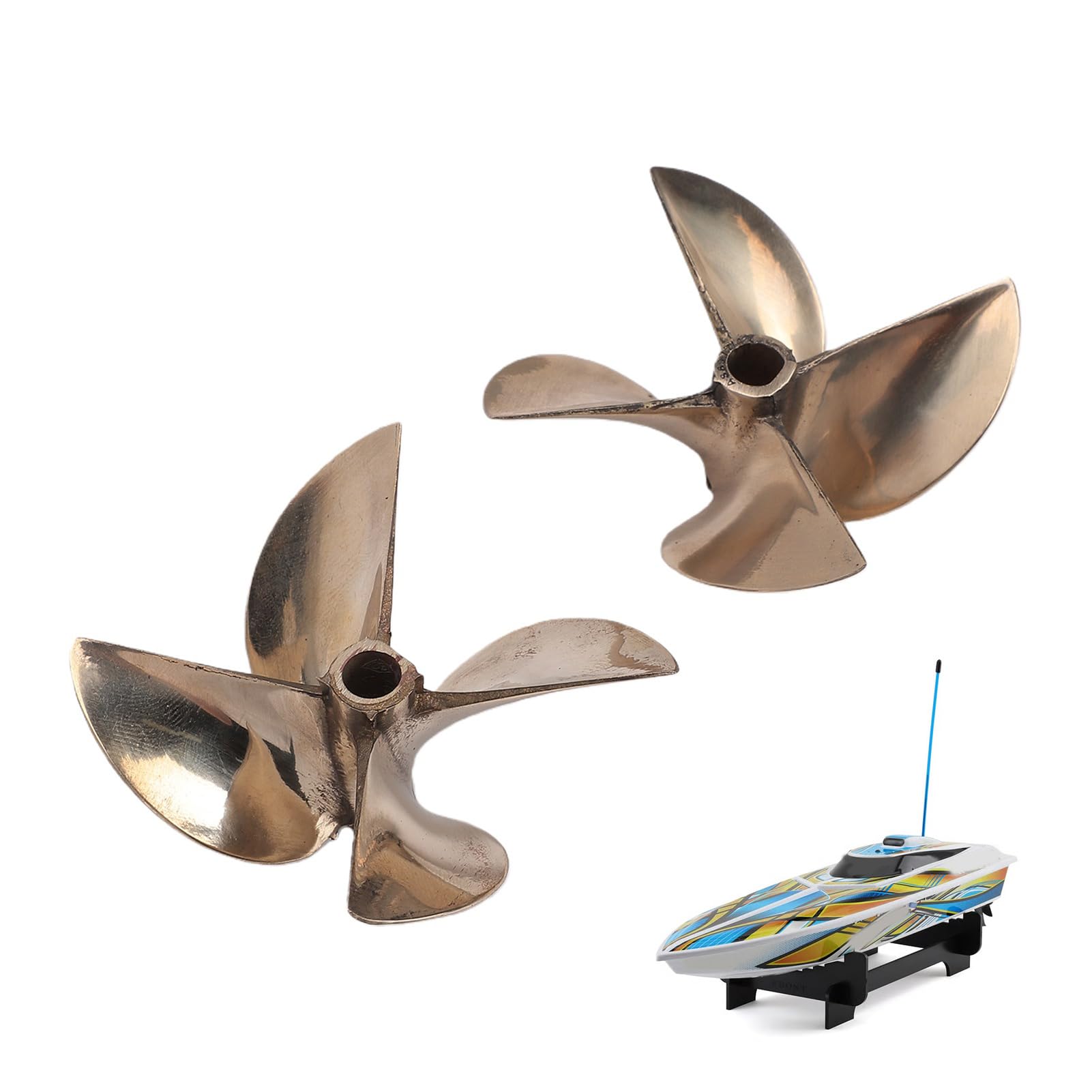 Haofy 2 Stück Messing Schiffspropeller 4 Blatt Propeller, 67 Mm 1,7 Zoll Steigung for RC Boot 836 | Präzise 67 mm Durchmesser, 1,7 Zoll Steigung, 4-Blatt-Design aus Messing