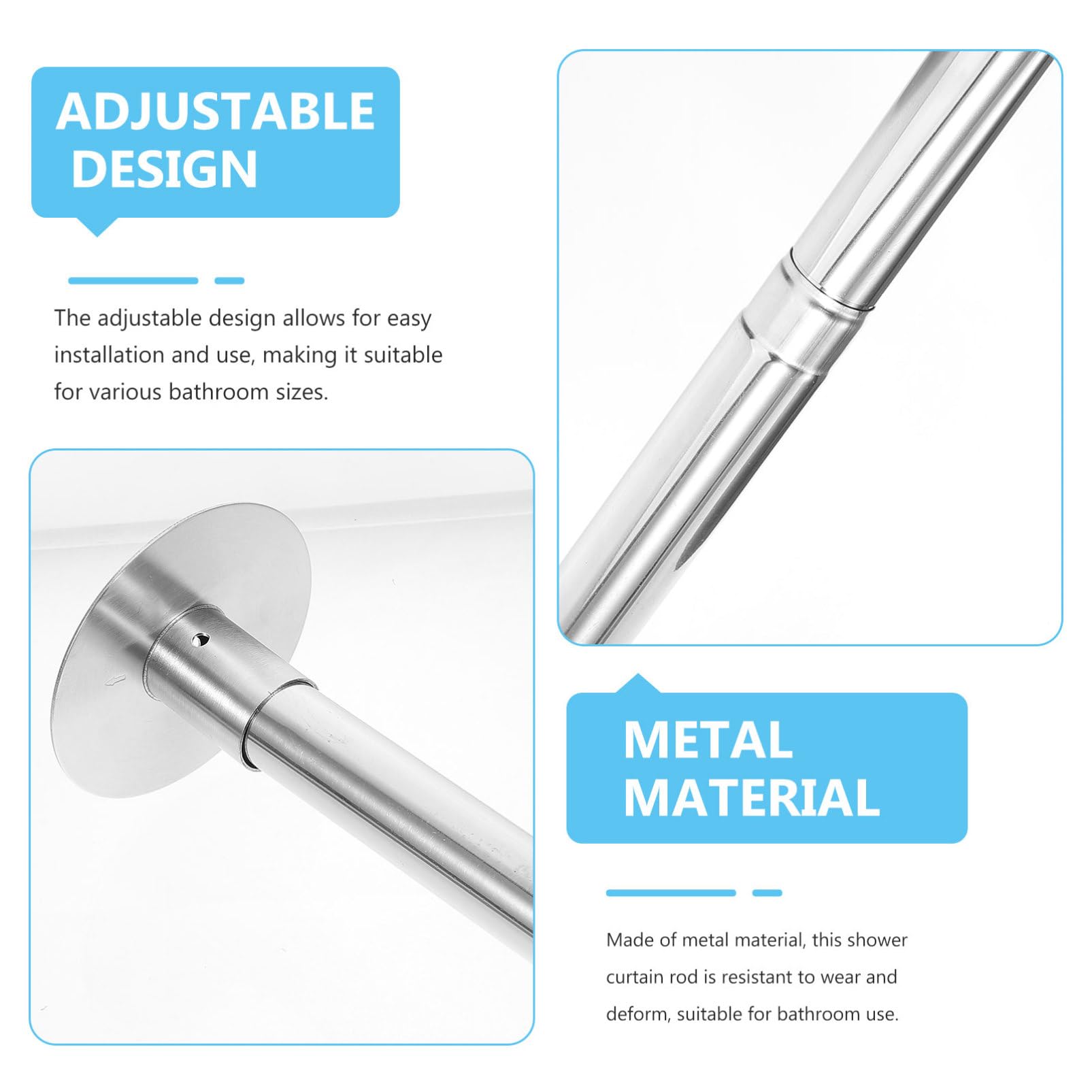ABOOFAN Tringle de Rideau de Inoxydable Courbé pour Rail Extensible et Ajustable Installation Facile Système de Tension sans Perçage