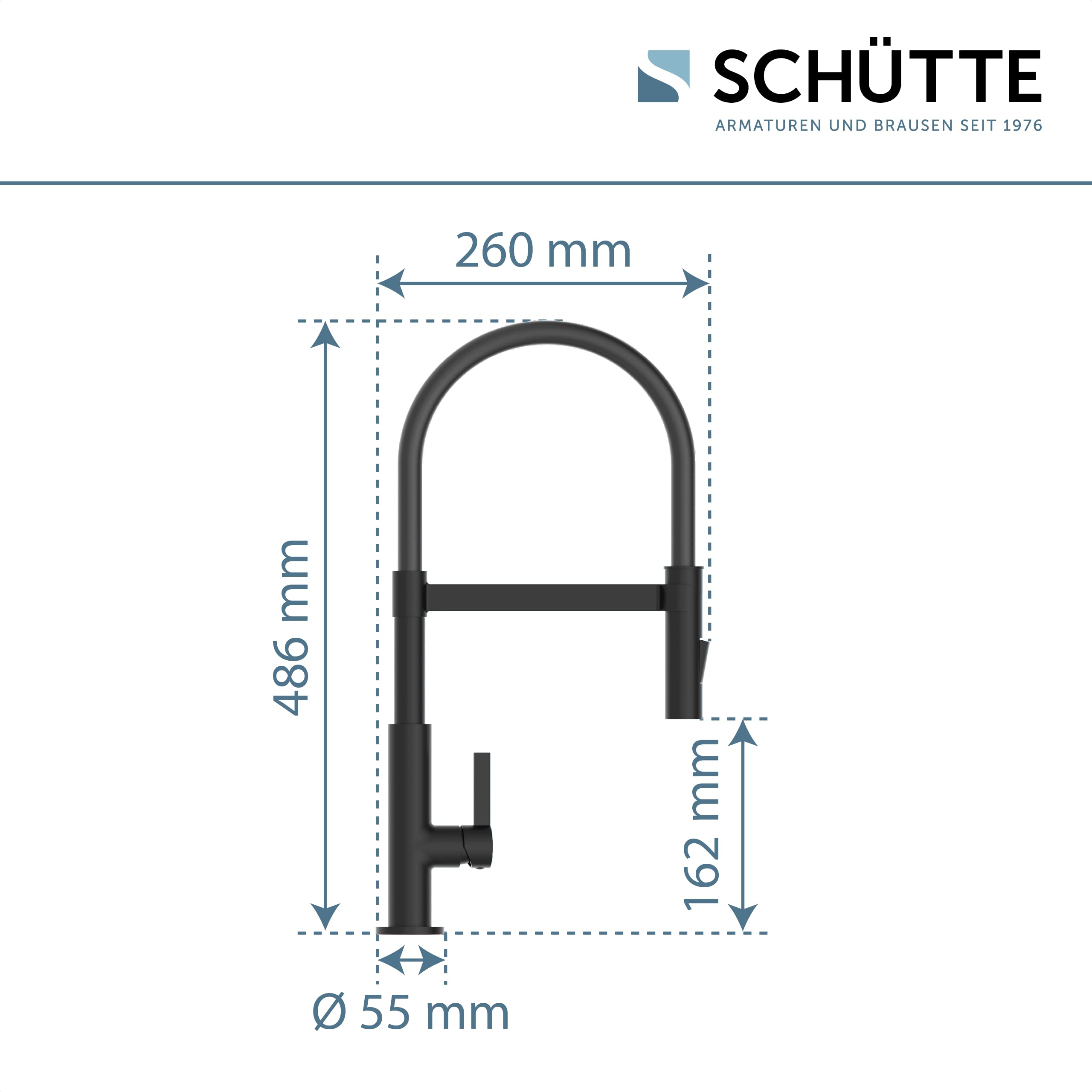 Schütte 79147 Grifo de Cocina de 360 ° con Manguera Suave al Tacto, Mezclador Monomando con alcachofa magnética extraíble para Fregadero, Color Negro Mate