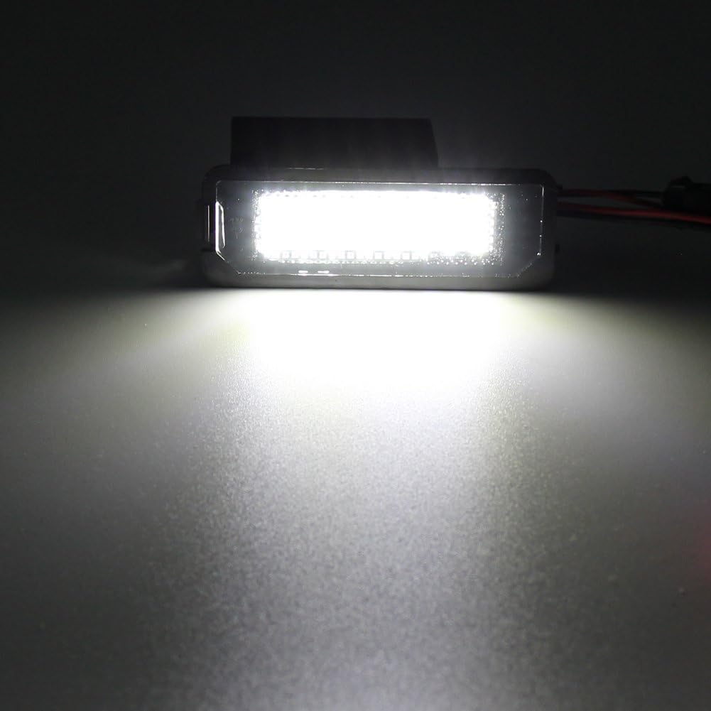 2Pcs Error Free LED License Plate Lights Tag Lamp Assembly Compatible/Replacement for Volkswagen VW Golf GTI MK4 MK5 MK6 MK7 CC Rabbit Polo EOS Phaeton Beetle Scirocco, 6000K White