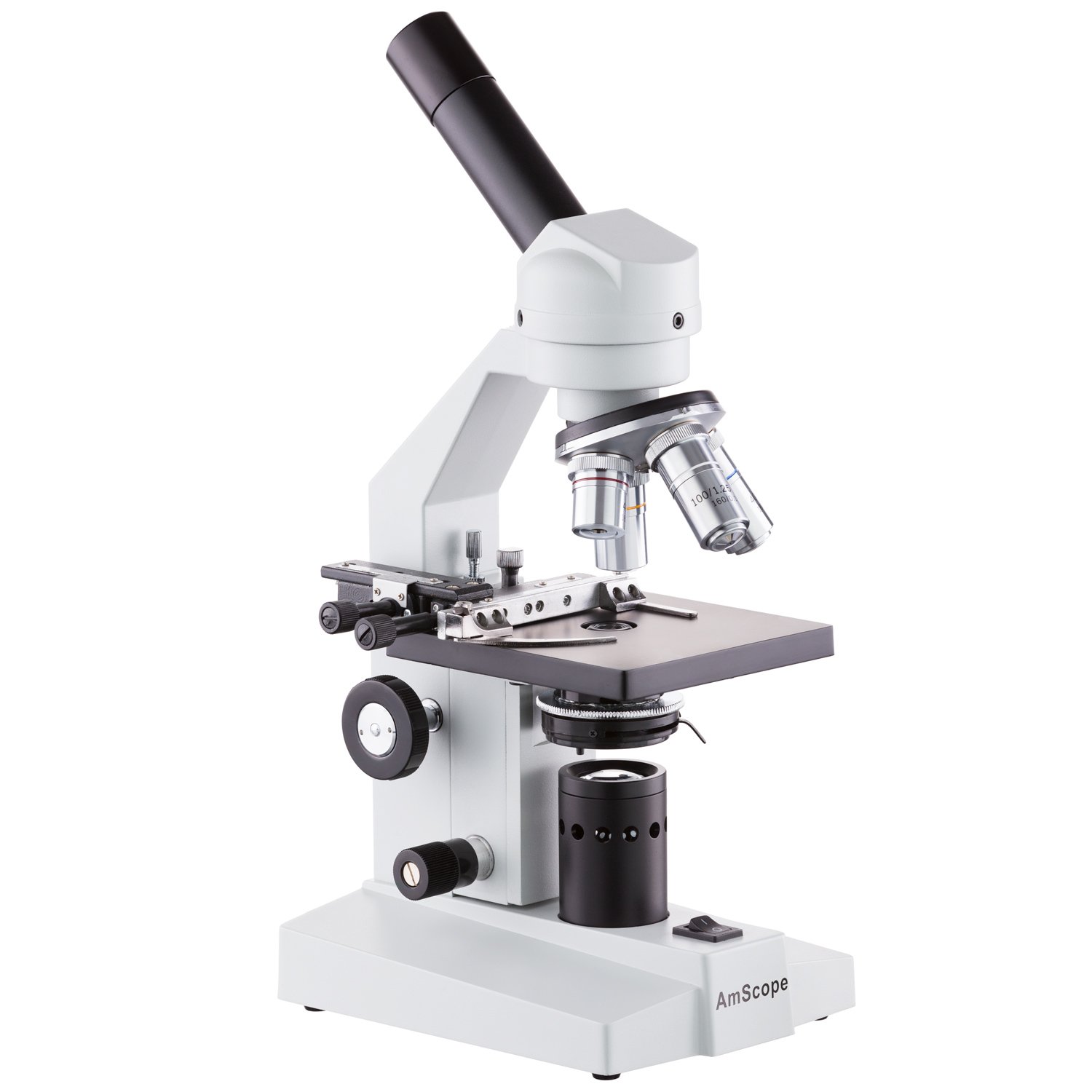 AmScope M500-MS 40X-1000X Microscopio Compuesto Veterinaria Con platina mec-nica