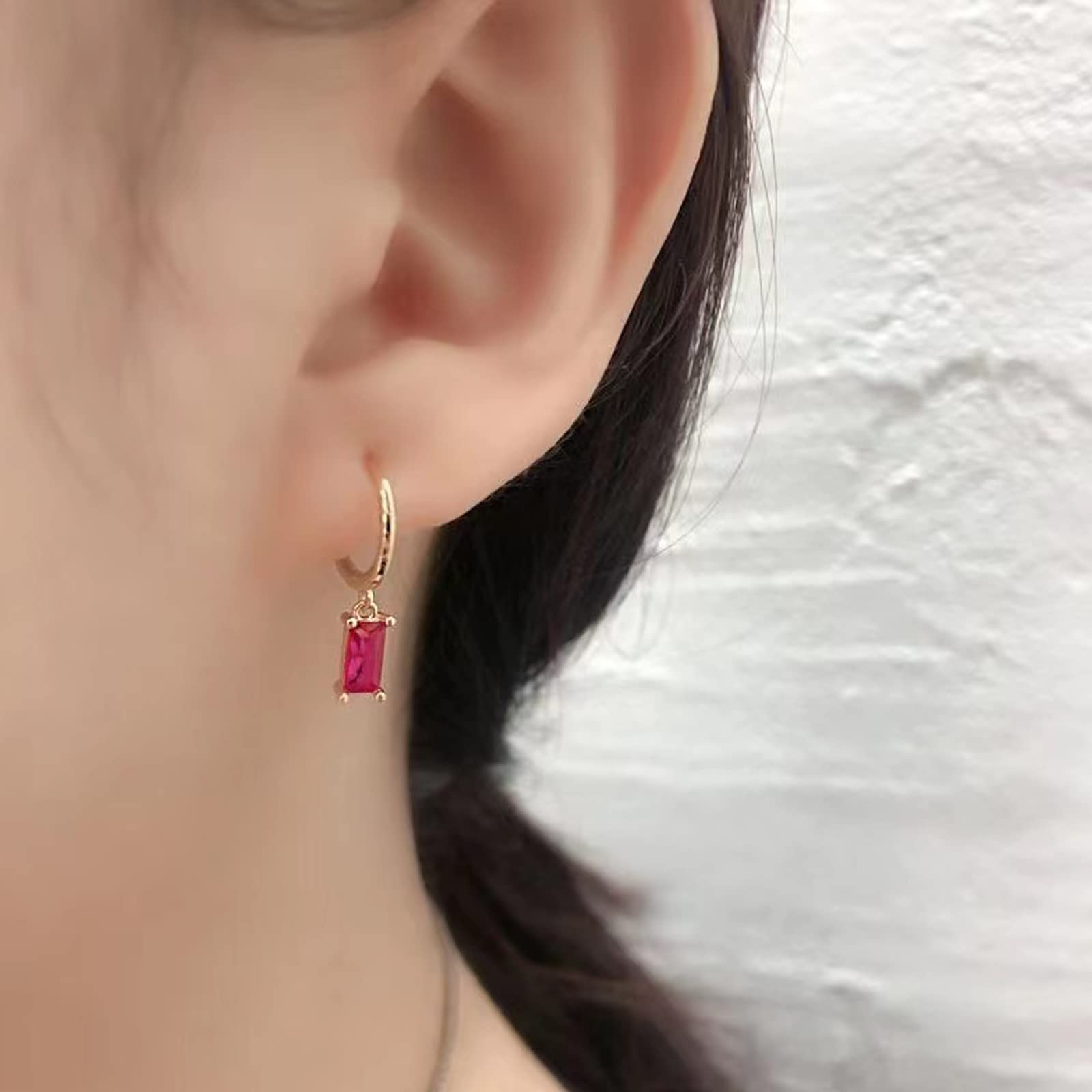 Orecchini A Cerchio Con Orecchini Pendenti, Orecchini Donna Lunghi Donna Oro 14K Orecchini Donna Oro Bambina e Uomo 2Pz