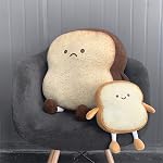 Smiling Humanized Toast Bread Plush Pillow, Cute Kawaii Food Shaped Stuffed Toy, Soft Fluffy Throw Cushion for Sofa Bedroom Dorm Decor, Funny Novelty Gift for Kids Teens Girls(S, Golden Bread)