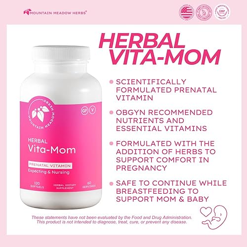 Miniatura 2 de Mountain Meadow Herbs Vita-MOM Vitaminas prenatales – Suplemento de hierbas para mujeres con ácido fólico, hierro, multivitaminas y hierbas