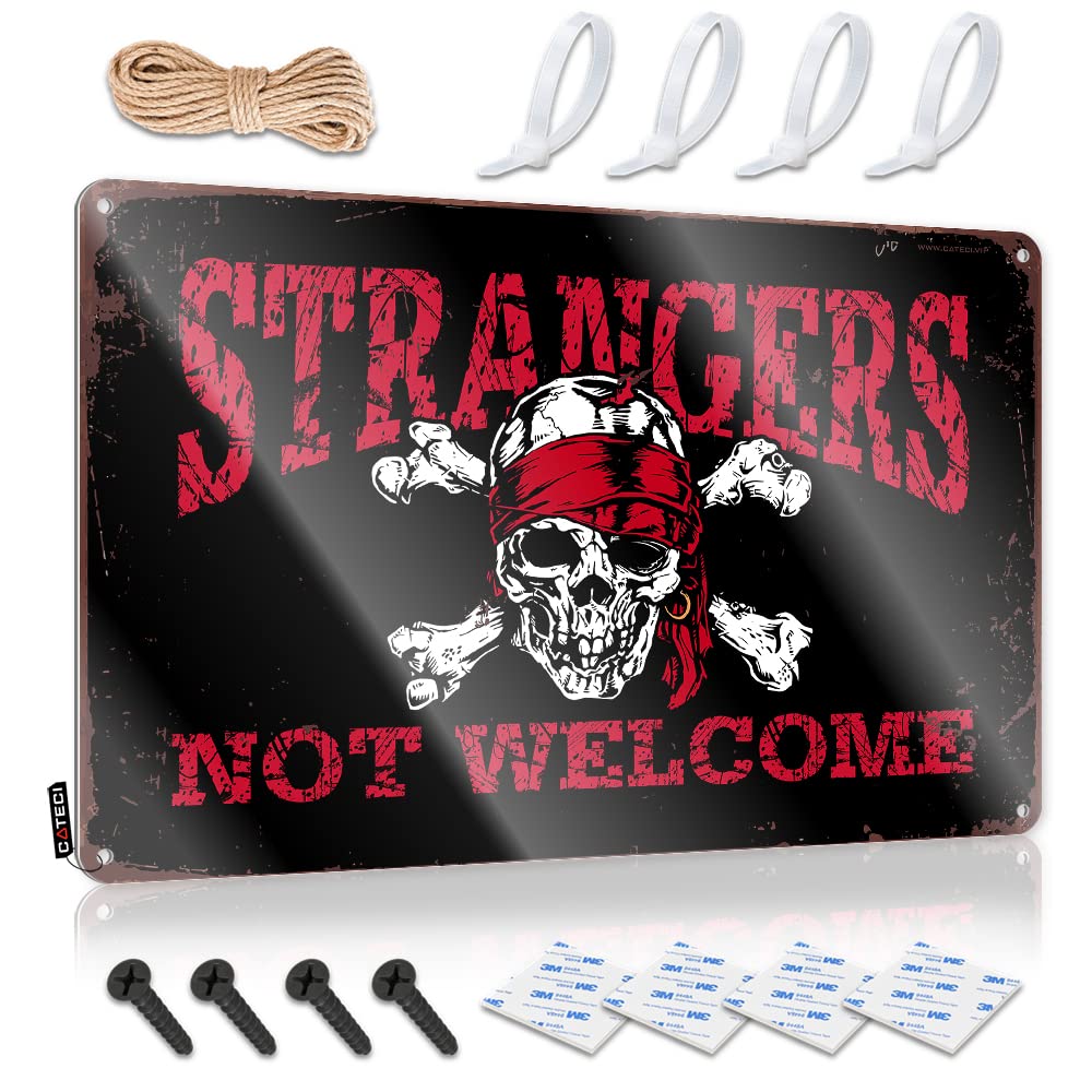 IBWNBBUSN Warning Signs For Bedroom Strangers Not Welcome Tin Sign Funny Garage Tin Sign Tin Decor(30X40CM)