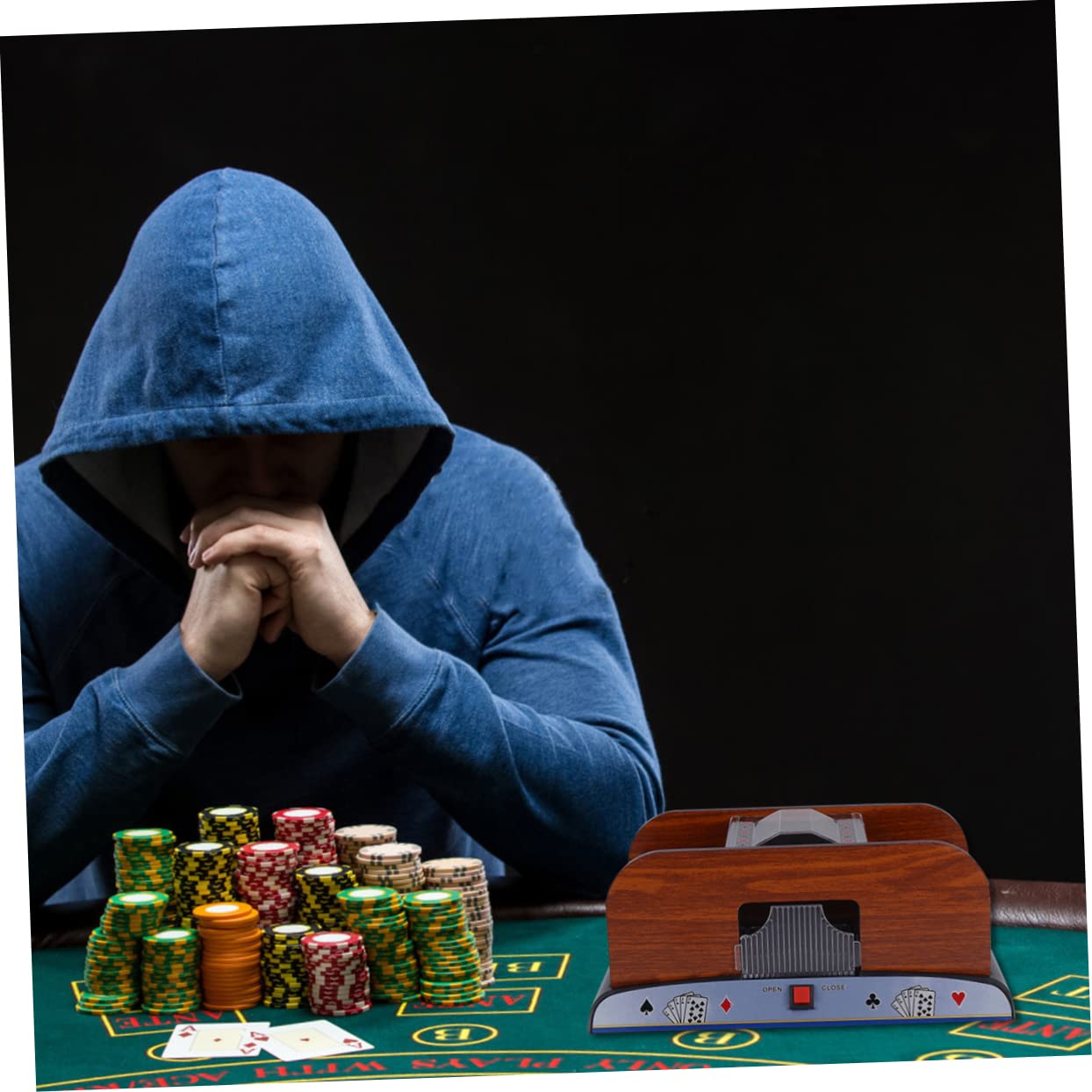 Mélangeur Automatique De Cartes à Jouer pour Joueurs De Poker Et Bridge Format Double Paquet en Bois Gestion sans Pile Outil De Mélange pour Jeux De Société Usage Ludique Et Compétitif