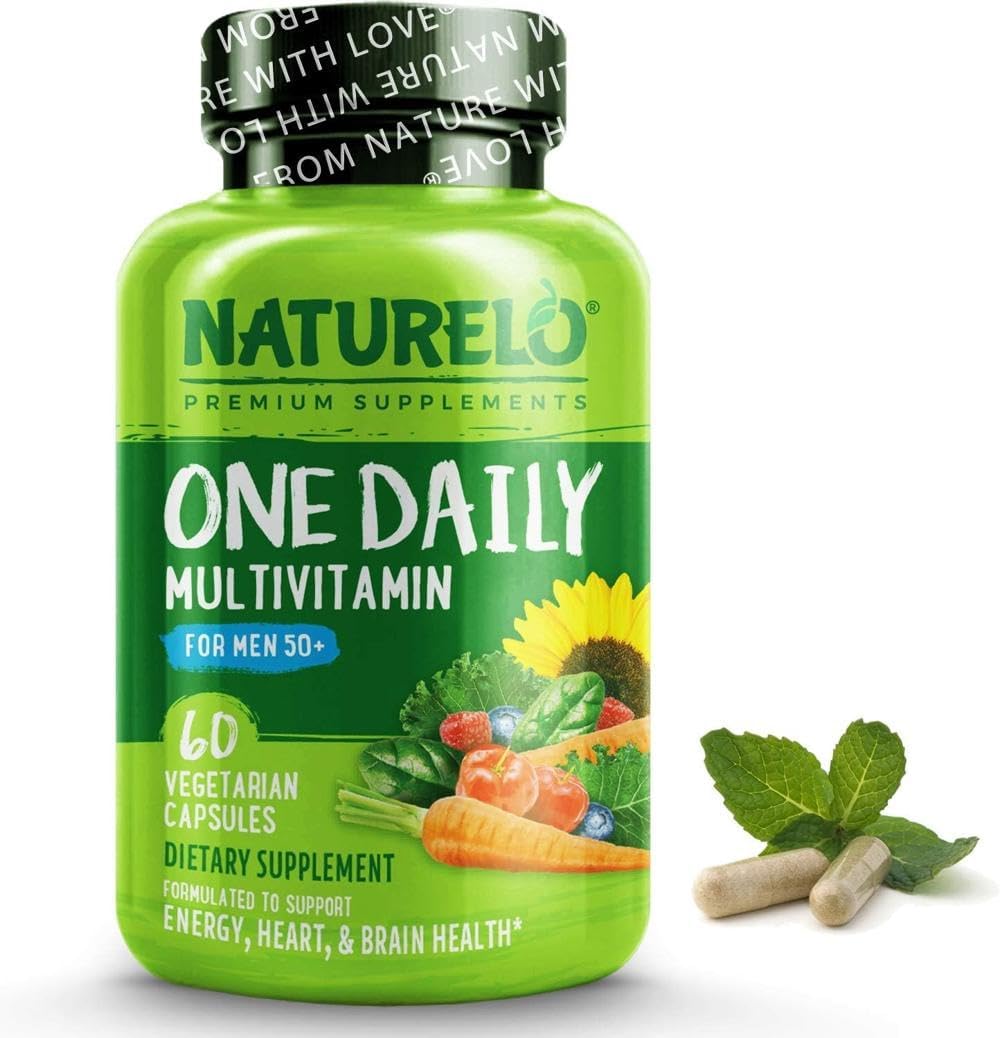 NATURELO One Daily Multivitamin for Men (50+) – with Natural Food-Based Vitamins, Minerals, Fruit & Veg Extracts – Optimally Formulated for Men Over 50-60 Vegan Capsules | 2 Month Supply