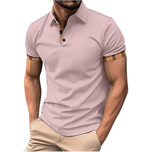 Mens Polo Shirts Short Sleeve Athletic Collared Shirts Classic Golf Shirt Solid Color Fashion Summer Shirts