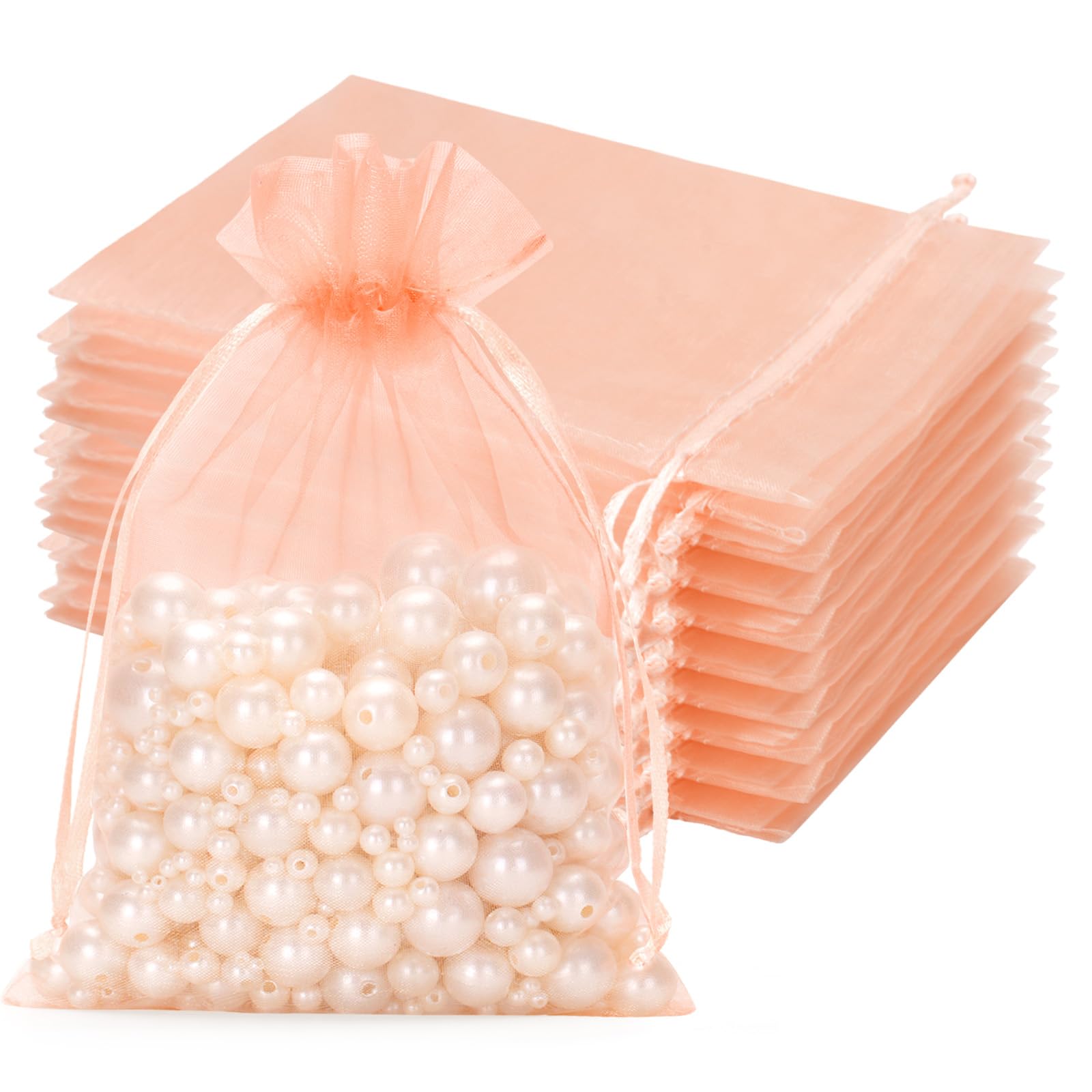 jijAcraft Roségold Groß Organzasäckchen 13x18cm: Organza Beutel mit Zugban für Hochzeit, 50 Stück Tüll Schmucksäckchen, Tüllsäckchen zum Befüllen für Hochzeitsmandeln, Süßigkeite, Schmuck
