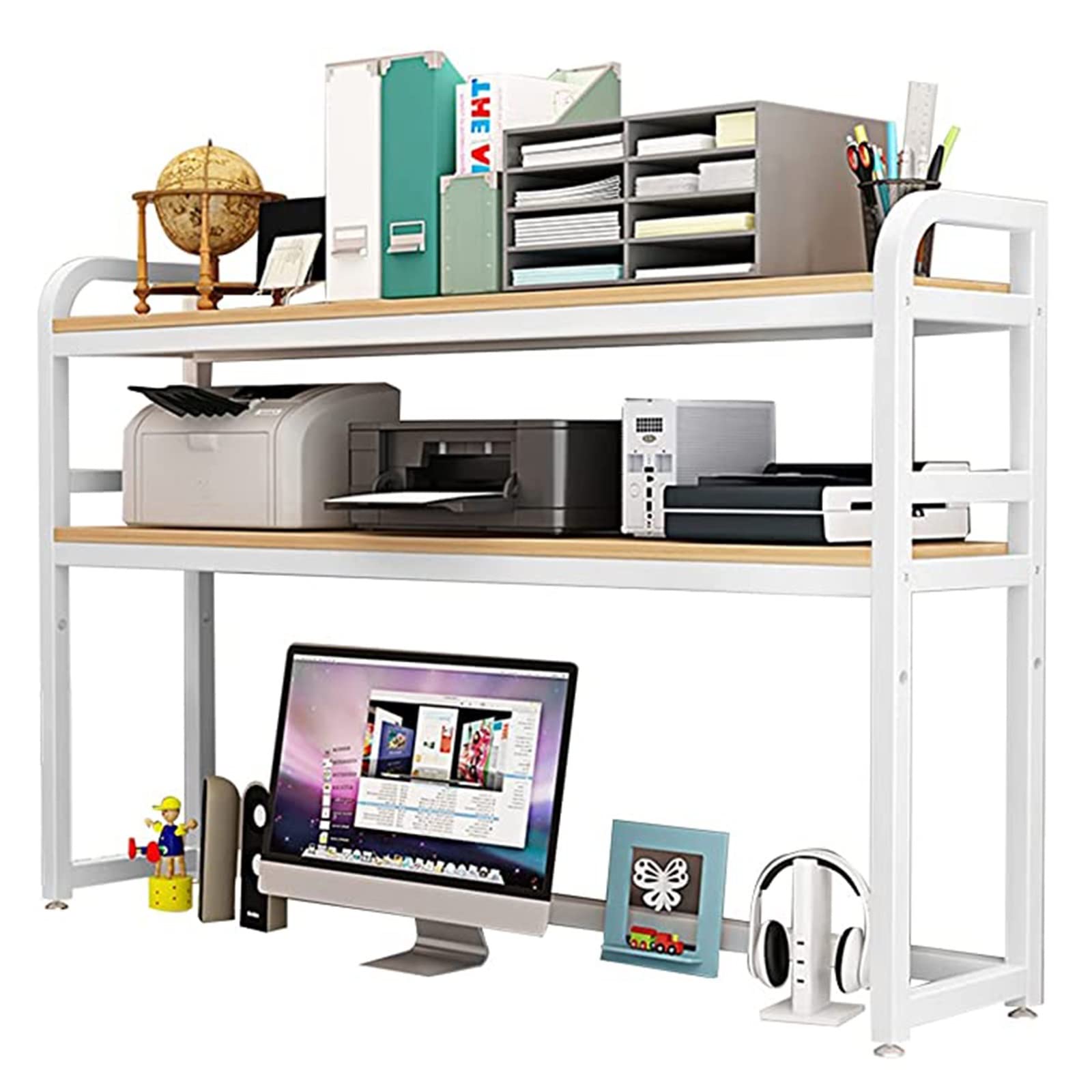ASerZenith Desktop Organizer Desktop Organizer Storage Organizer, 2 Tier Adjustable Desk Bookshelf, Desktop Bookcase