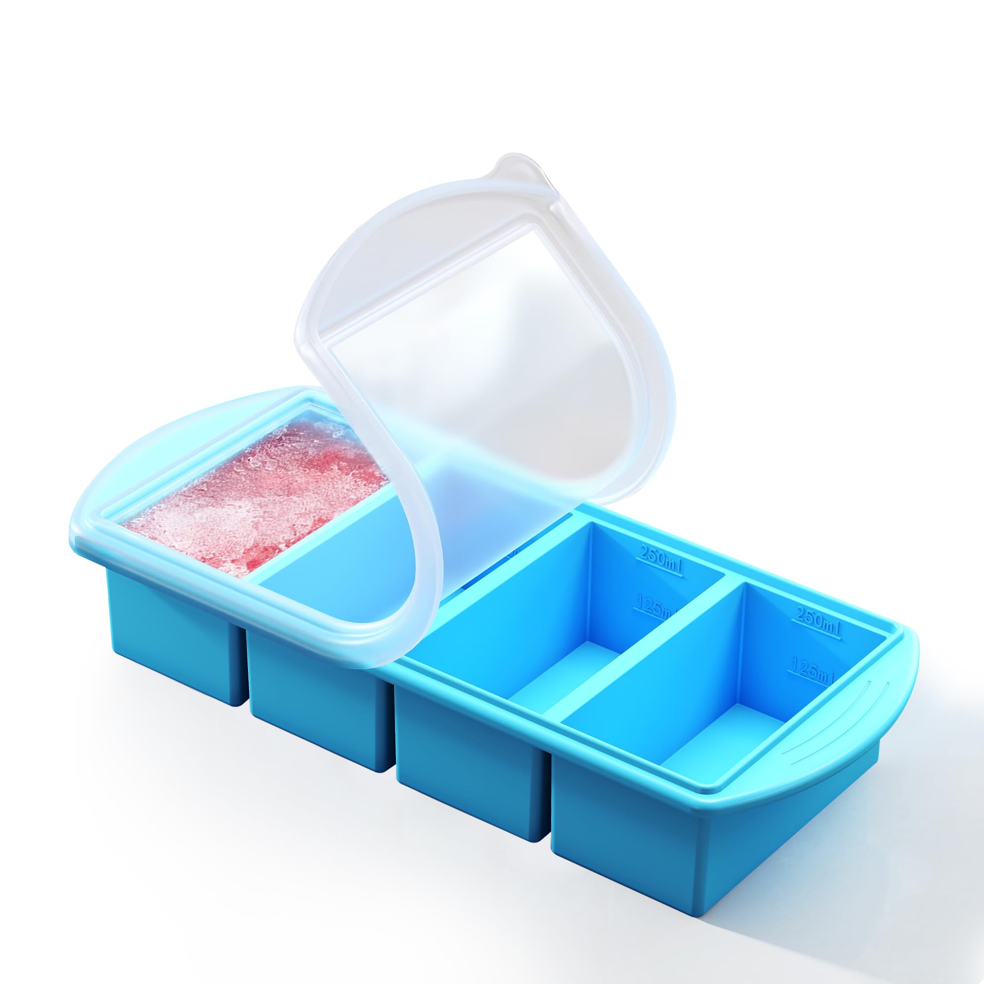 QUELIEN Silikon Gefrierform mit Deckel – Portionierer zum Einfrieren von Suppe,Brühe & Aufläufen – BPA-freier, stapelbarer Meal-Prep Behälter