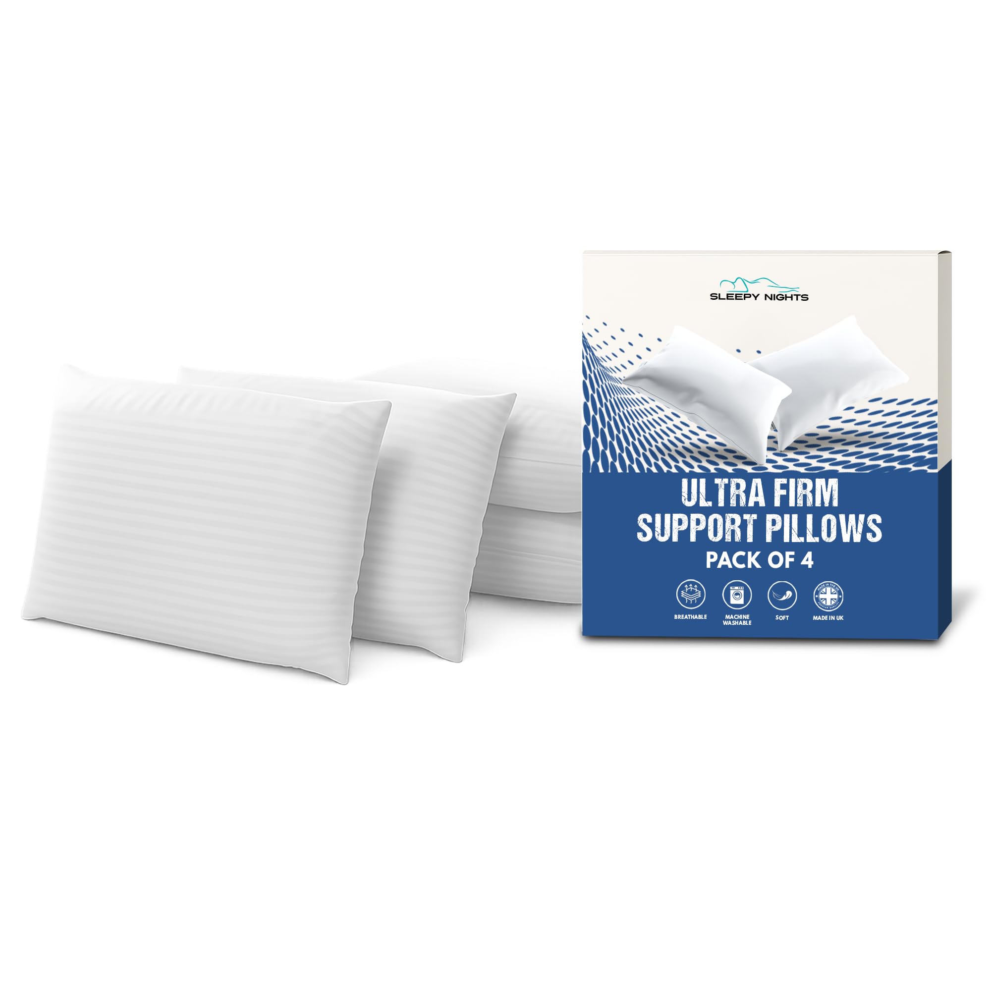 Sleepynights (Luxury Ultra Firm Hollowfibre Pillows 4 Pack - By Sleepynights) Luxury Ultra Firm Hollowfibre Pillows 2 Pack / 4 Pack - By