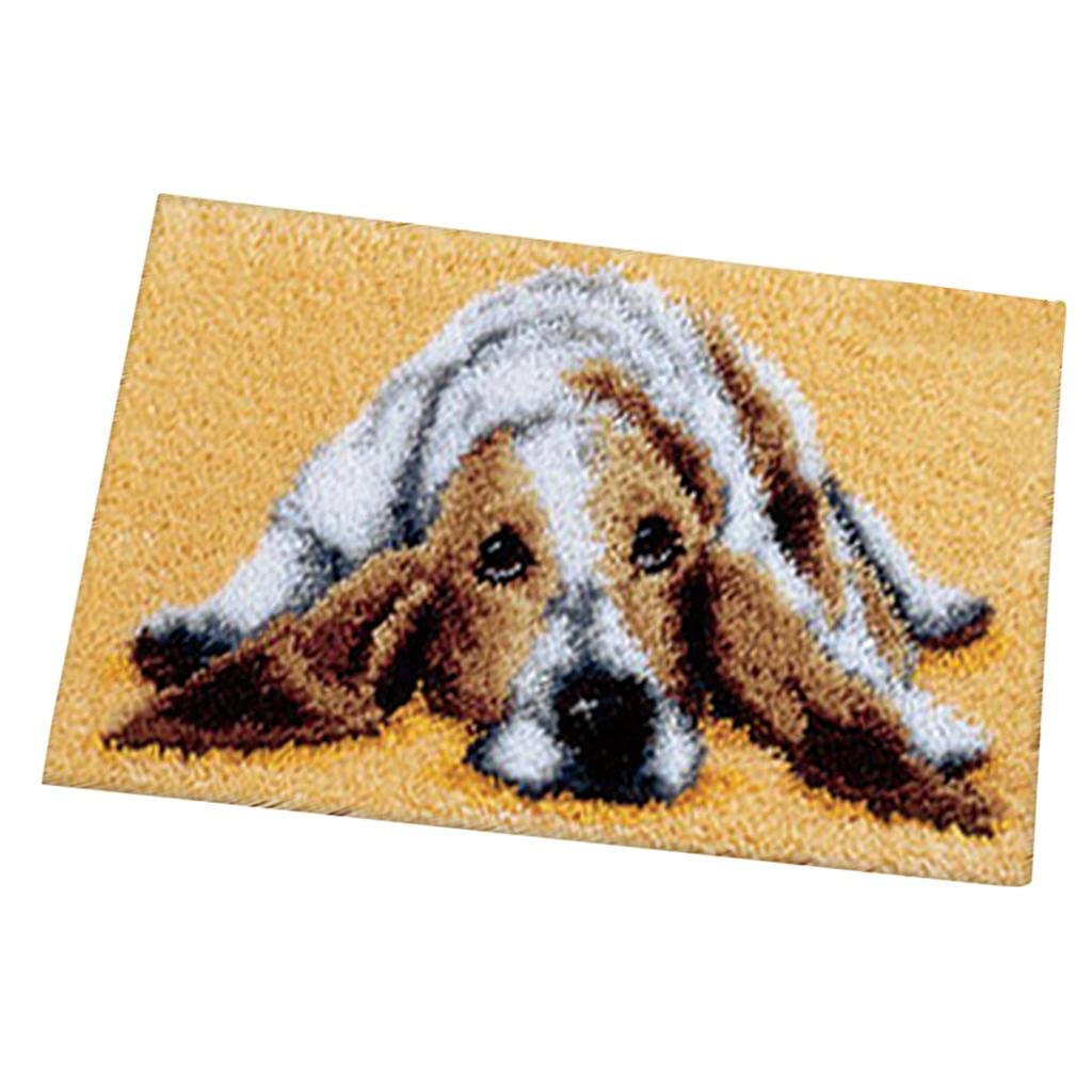CALANDIS 1 Set Animal Pattern Latch Hook Rug Kits with Tools DIY Home Ornaments Dog-image-19