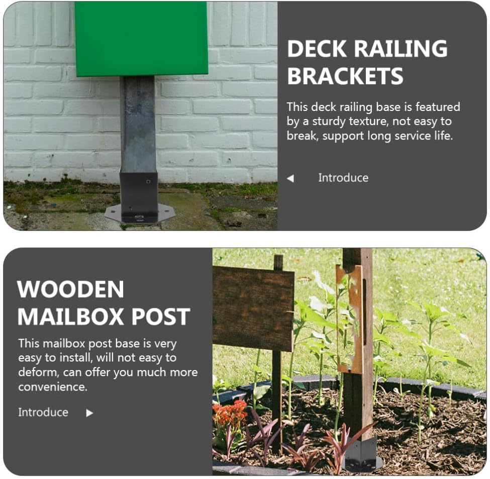 2pcs Heavy Duty Mailbox Post Bases Metal Deck Support Brackets for Fence and Railing for Home and Garden Use Easy Installation