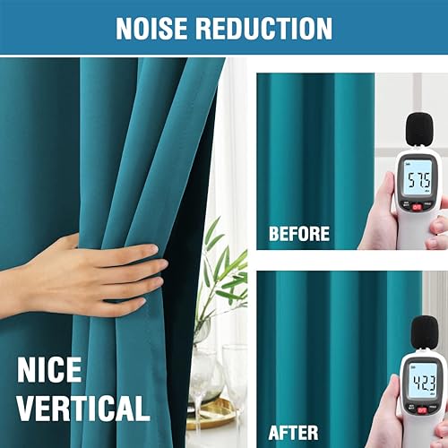 Miniatura 7 de Cortinas 100% opacas para dormitorio con forro negro, cortinas de oscurecimiento de habitación completa de 54 pulgadas de largo, aislamiento