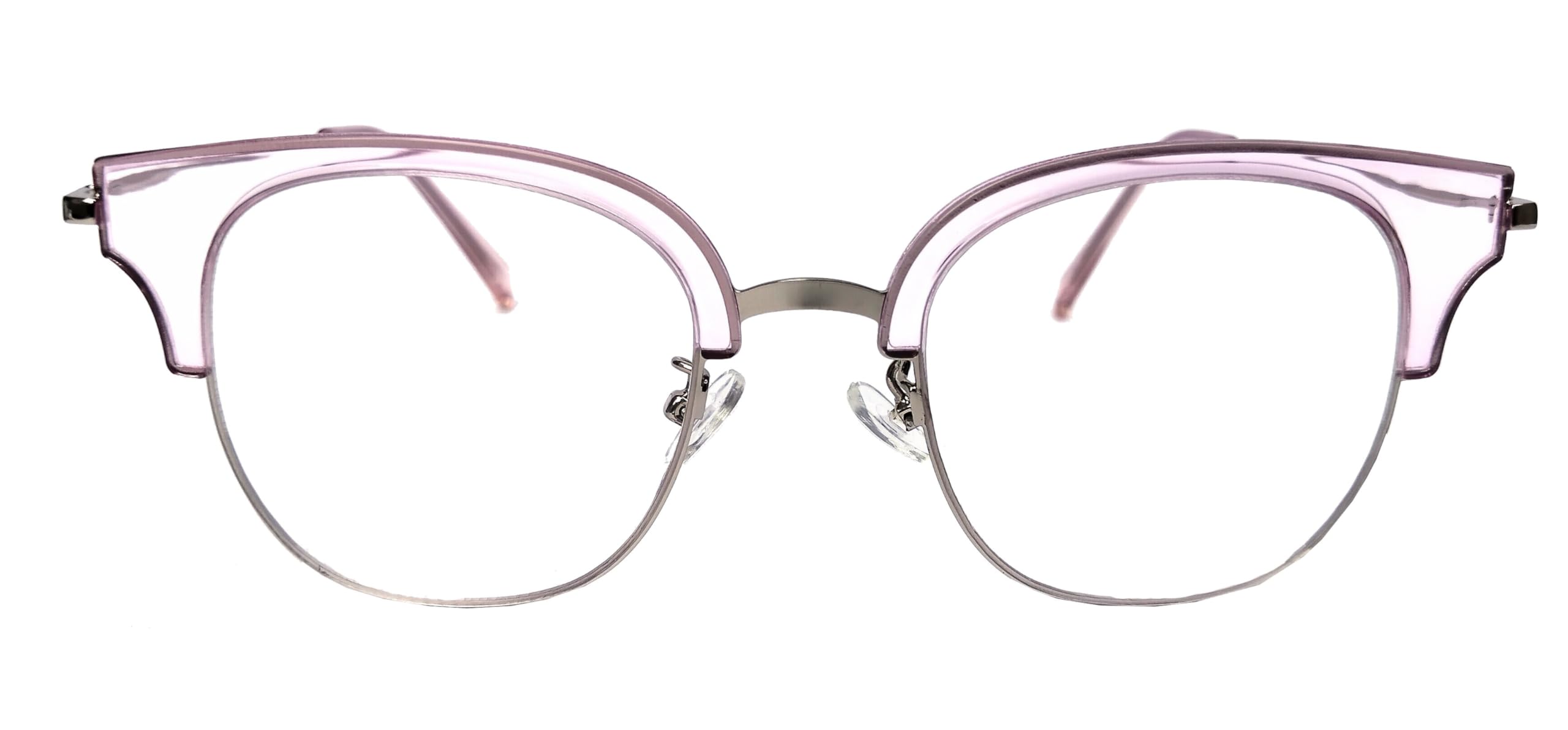 Explora Eyewear | Elegant Cat Eye Metal Frame Eyeglasses For Men & Women |Blue cut & Antiglare Computer Glasses | Oversized Cat Eye | Pink & Silver