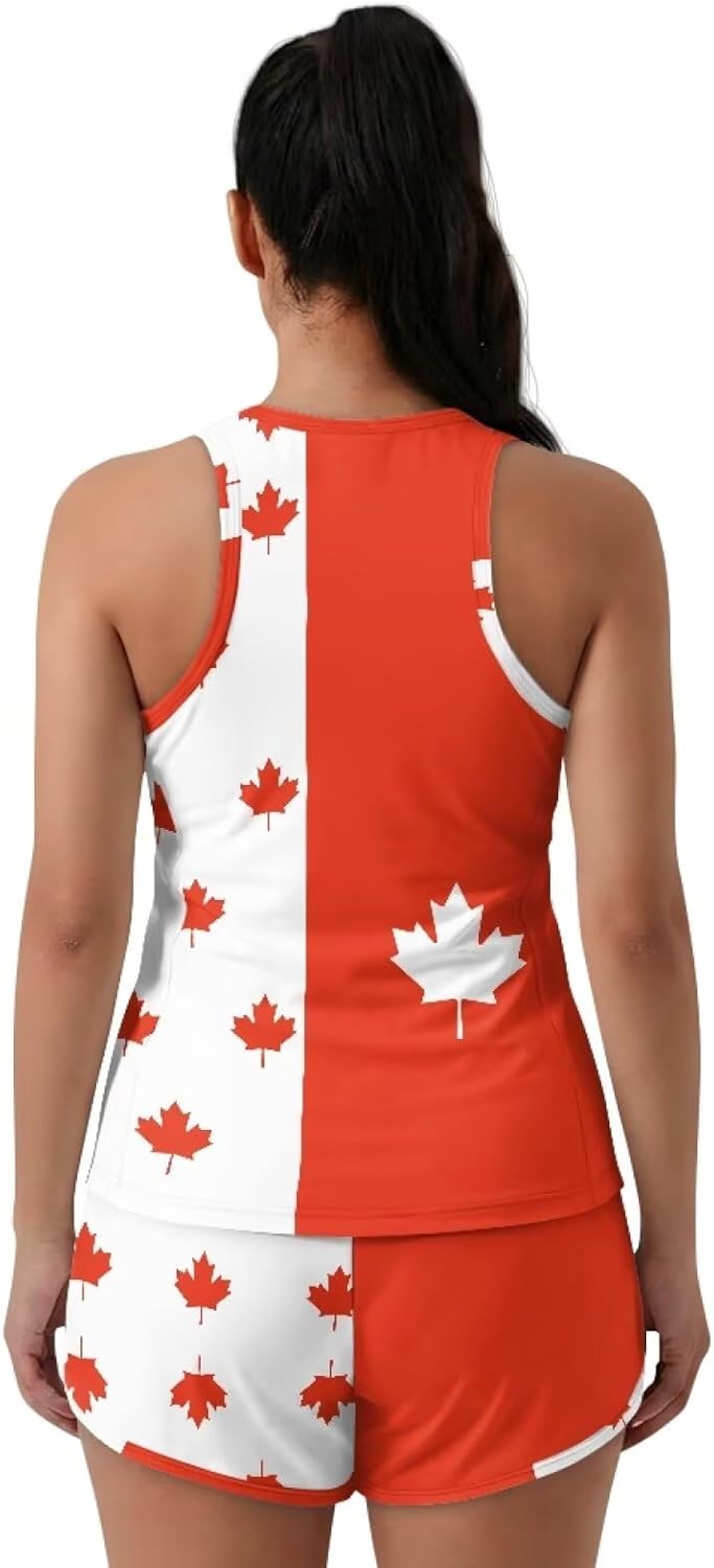 Women's Summer Tankini Swimsuits with Pockets Sporty Swim Shorts Soft Crew Neck Sleeveless Lounge Set Size S-6XL