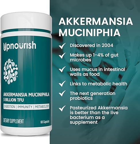 Miniatura 2 de UpNourish Probiotics for GLP-1 Support, 5 Billion TFU Akkermansia Muciniphila for Digestive Health, Leaky Gut, Immunity and Metabolic Health