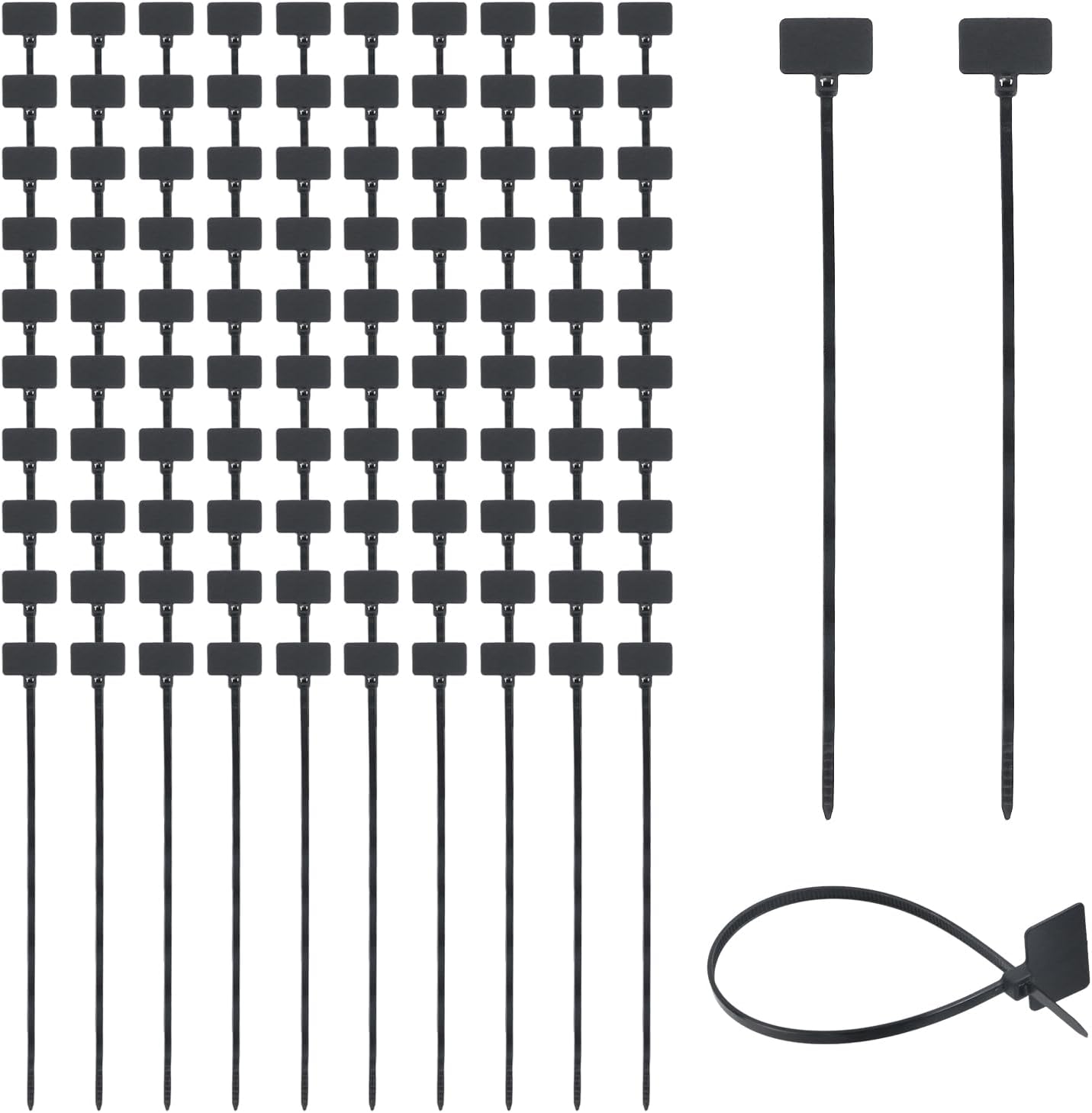 T Tulead Zip Tags Black Wire Labels Zip Tie Self-Locking Markers 5.9" Length Cable Labels Ties Pack of 100