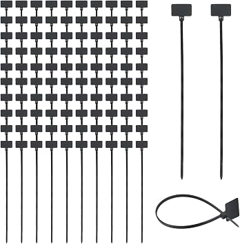 T Tulead Zip Tags Black Wire Labels Zip Tie Self-Locking Markers 5.9" Length Cable Labels Ties Pack of 100