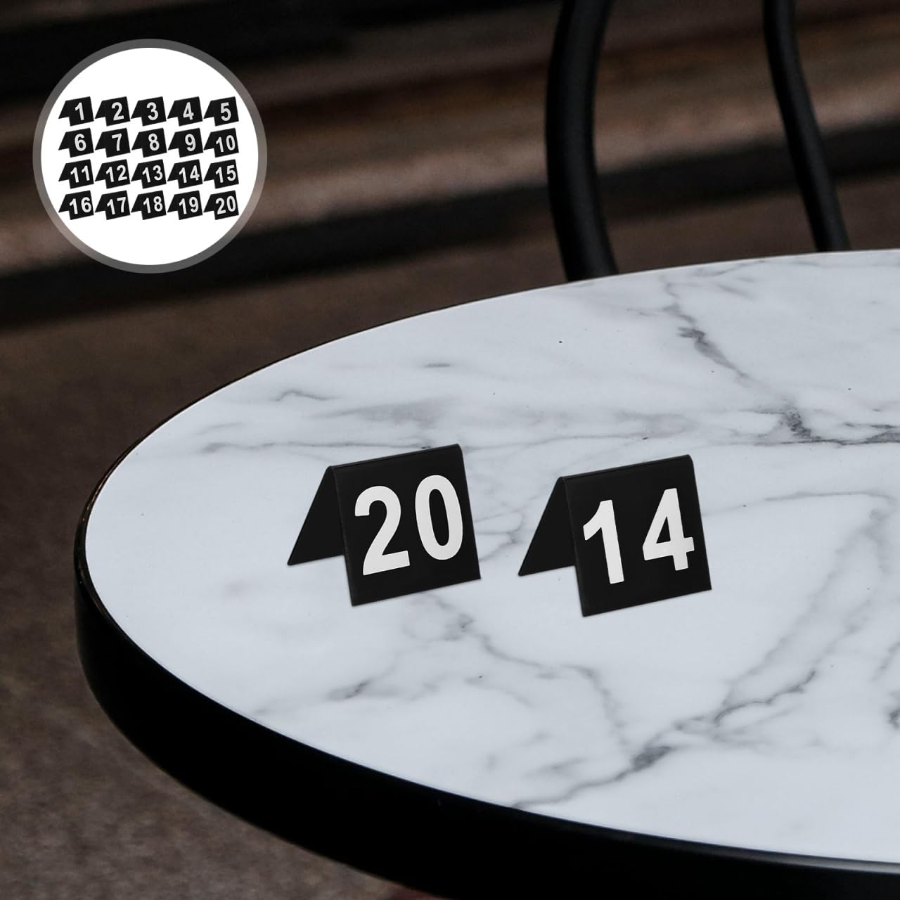 BESTYASH 20 numeri da tavolo double face in acrilico, 1-20 numeri da tavolo per ristoranti e matrimoni, segnaposto numerati per eventi