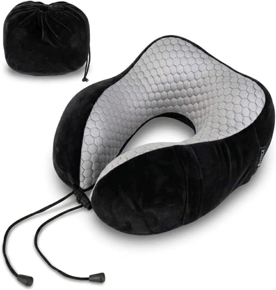 G-Force Sanitized Cooling Fabric Memory Foam Neck Pillow in Three Colors with Storage Pocket & Travel Pouch | Cervical Support | Pain Relief