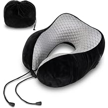 G-Force Sanitized Cooling Fabric Memory Foam Neck Pillow in Three Colors with Storage Pocket & Travel Pouch | Cervical Support | Pain Relief