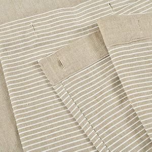Lush decor beige linen woven cotton shower curtain farmhouse button stripe yarn dyed 72 x 72  urban country home decor