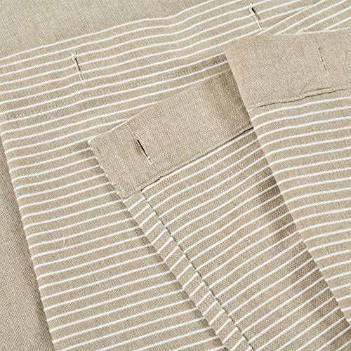 Lush Decor Beige Woven Cotton Shower Curtain - Farmhouse Button Stripe (72 x 72)