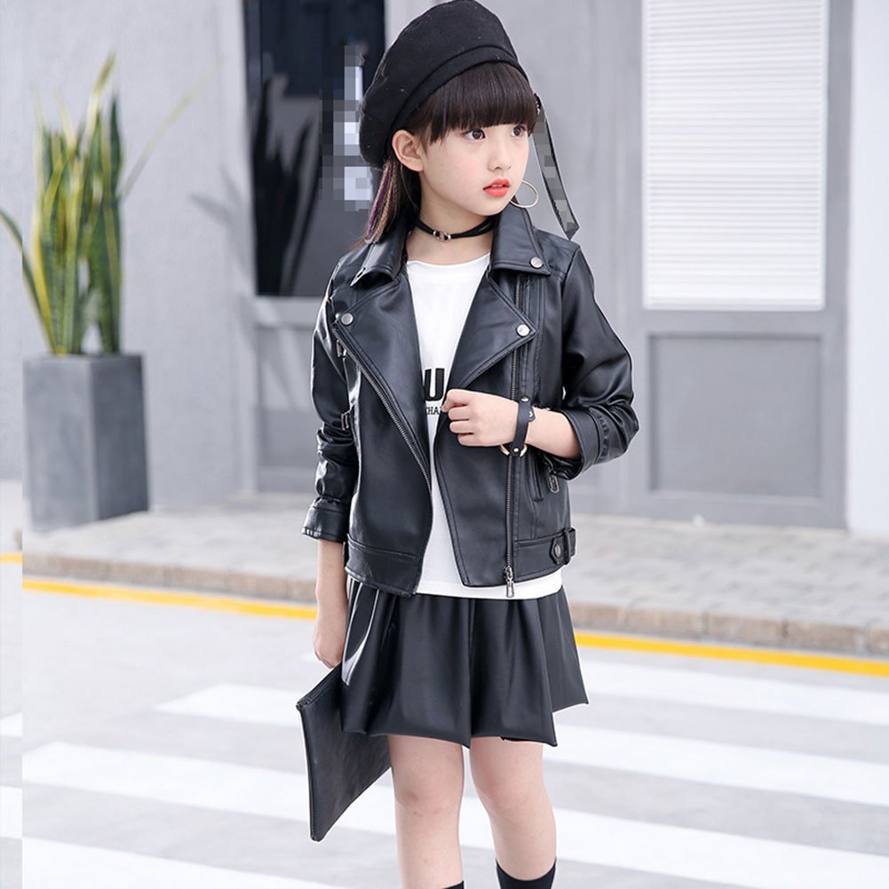 Veste en Simili Cuir Zipper Manteau Court Veste Blazer à Manches Longues