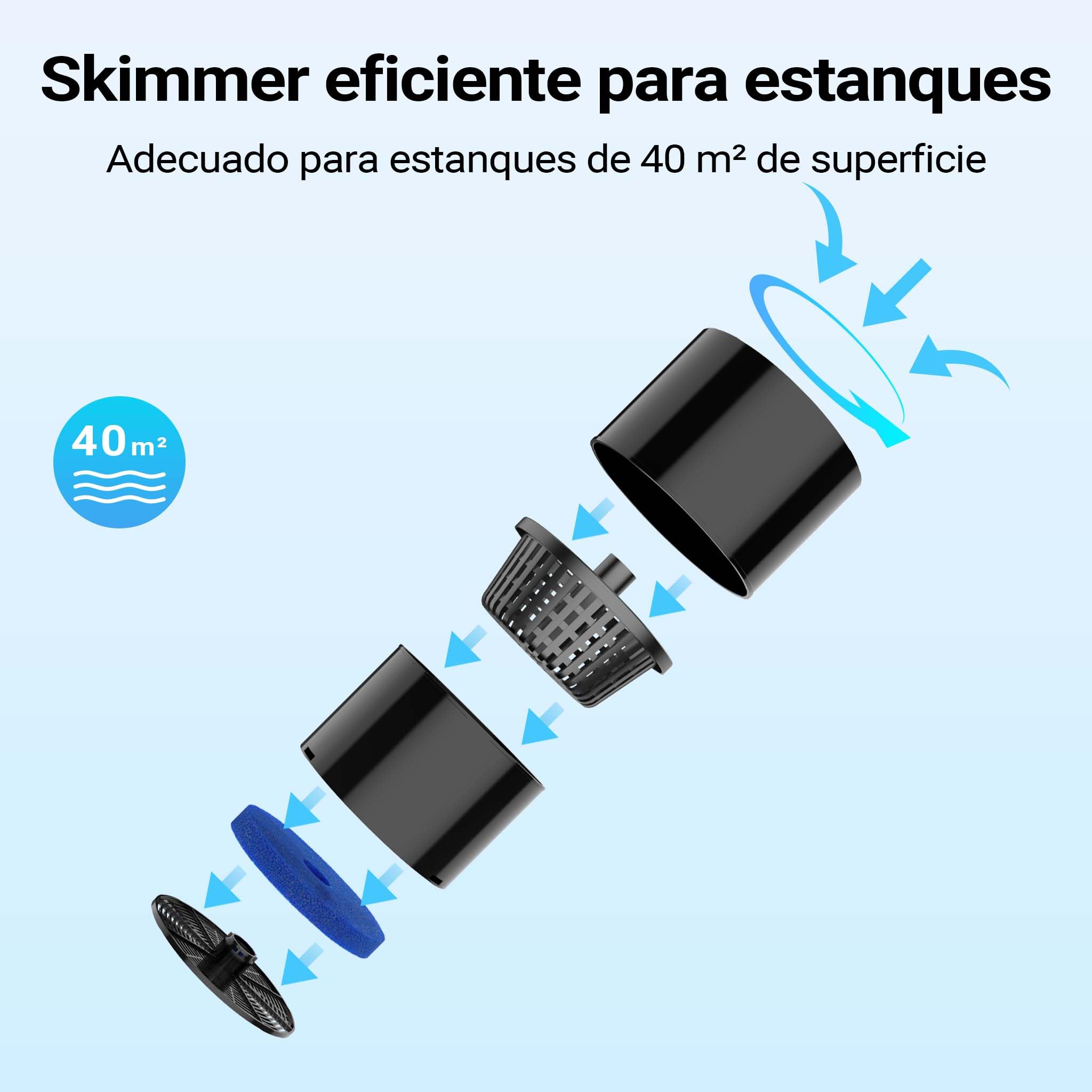 SunSun CSP-250 Skimmer Flotante para Estanque y Fuente con Bomba 2500l/h 45W Mantenimiento Estanque