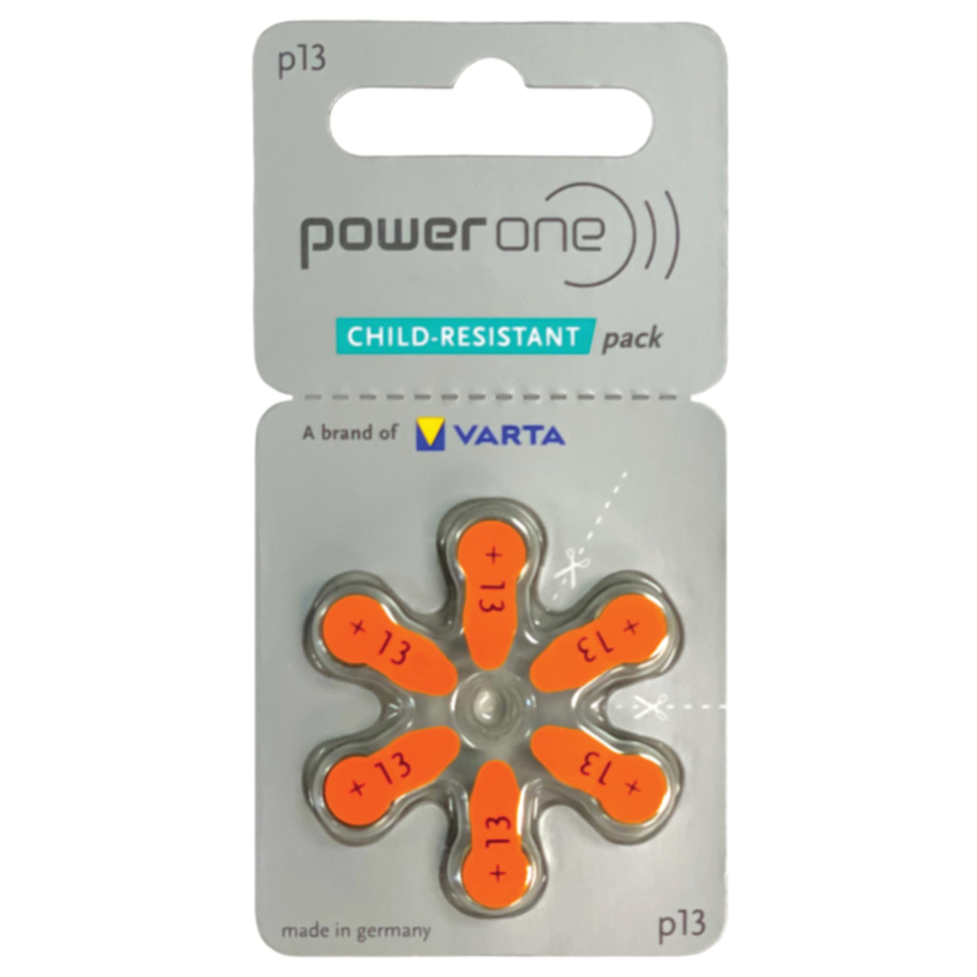 Power One Hearing aid Batteries Size 13 - p13 Battery for Hearing aid, Long-Lasting. Mercury-Free 1.45v zinc-air Hearing aid Batteries (60 Batteries)