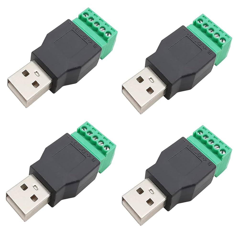 MH USB Connector, USB 2.0 Type A USB Turn Terminal, Avoid Welding Plugs Adapter Connector Jack 4 Pin 4 Pin Screw Terminal Plug I.40263988