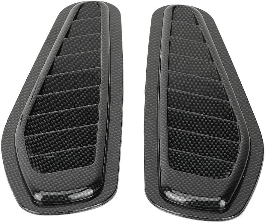 KIMISS Air Flow Cover, 2pcs Carbon Fiber Car Styling Decorative Air Circulation Plug Scoop Bonnet Vent Universal Hood Cover