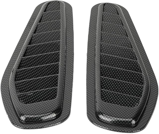 Aramox Air Flow Intake Cover, 2pcs Carbon Fiber Style Car Decorative Air Flow Intake Scoop Bonnet Vent Hood Cover Universal