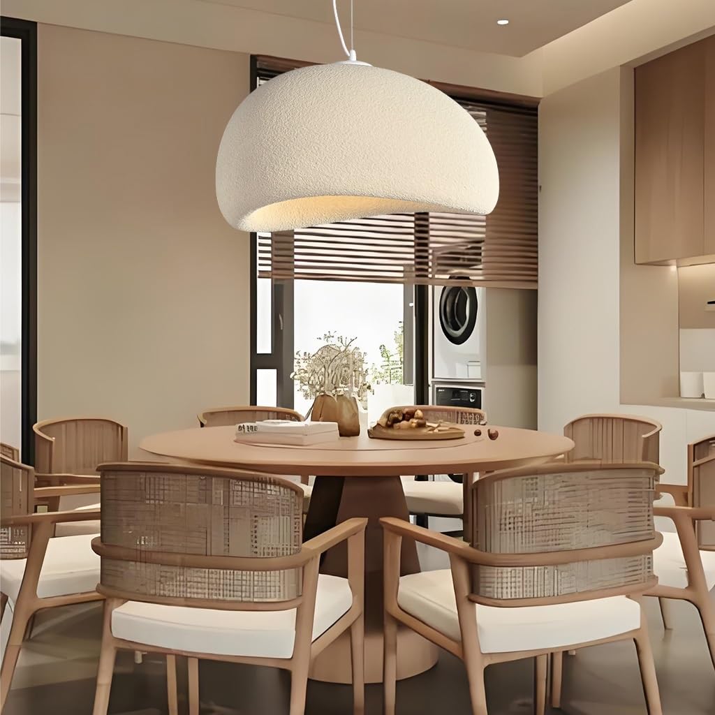 Creative Wabi Sabi Style Lampe Suspendue E27 Lustre En Polystyrène Lumières Suspendues Réglables En Hauteur Modernes Et Simples Adaptées Au Salon Salle À Manger Cuisine(Beige,30cm)