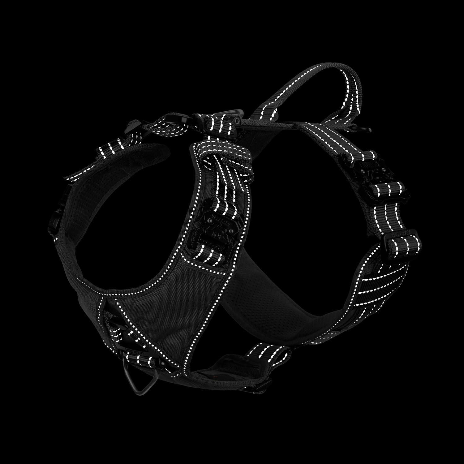 ICEFANG Dog Strap Harness with 4 x Metal Buckles,for Large Sized Dog,K9 Vest,Y-Shape Chest,Adjustable Pet Harness,No-Pull Front Leash Clip (Large (Pack of 1), Grey)