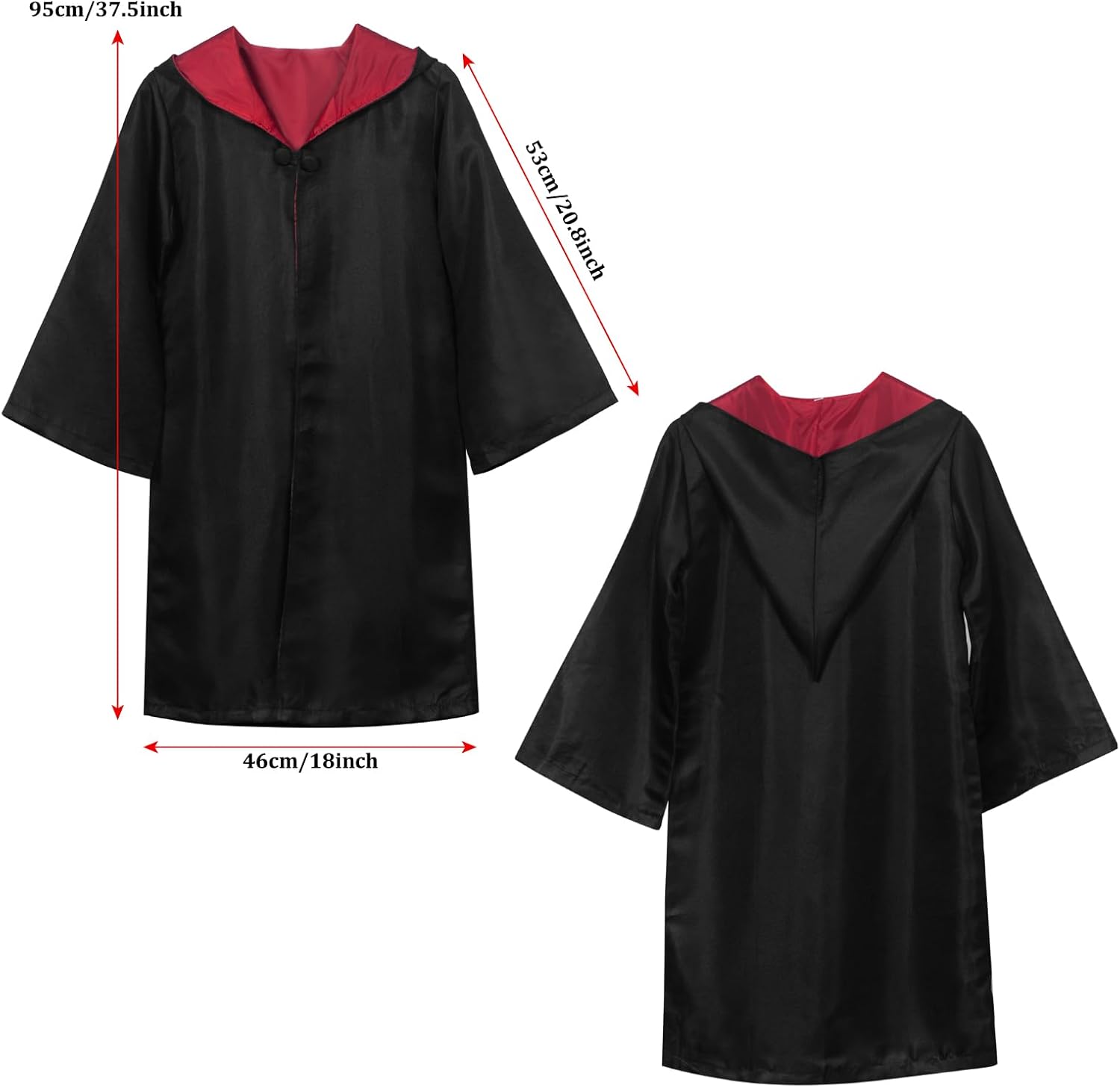 Wizard Costume Accessories Set, Halloween Cosplay Costume with Robe, Scarf, Wand, Tie, Glasses for Dress-up Party - Image 3