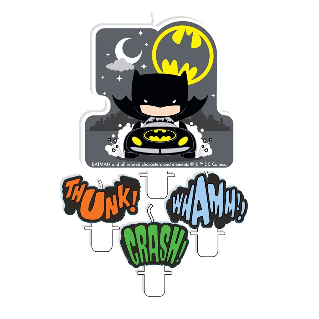 amscan 9907401 - Child Dc Batman Vs Joker Paper Candle Set- 4 Pack