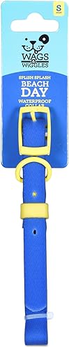 Wags & Wiggles Collar de PVC impermeable azul marino - Grande Collar de PVC impermeable azul marino y amarillo para perros Perfecto para el verano