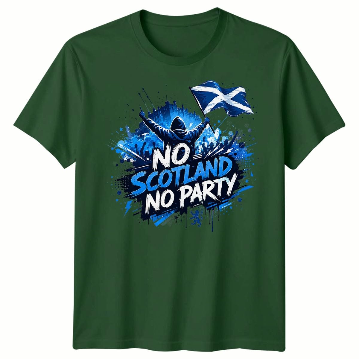 No Scotland No Party Unisex Football T Shirt Game Day 2026 Scotland Soccer Fans Foooty Tee Gift 12-13 Years Bottle Green