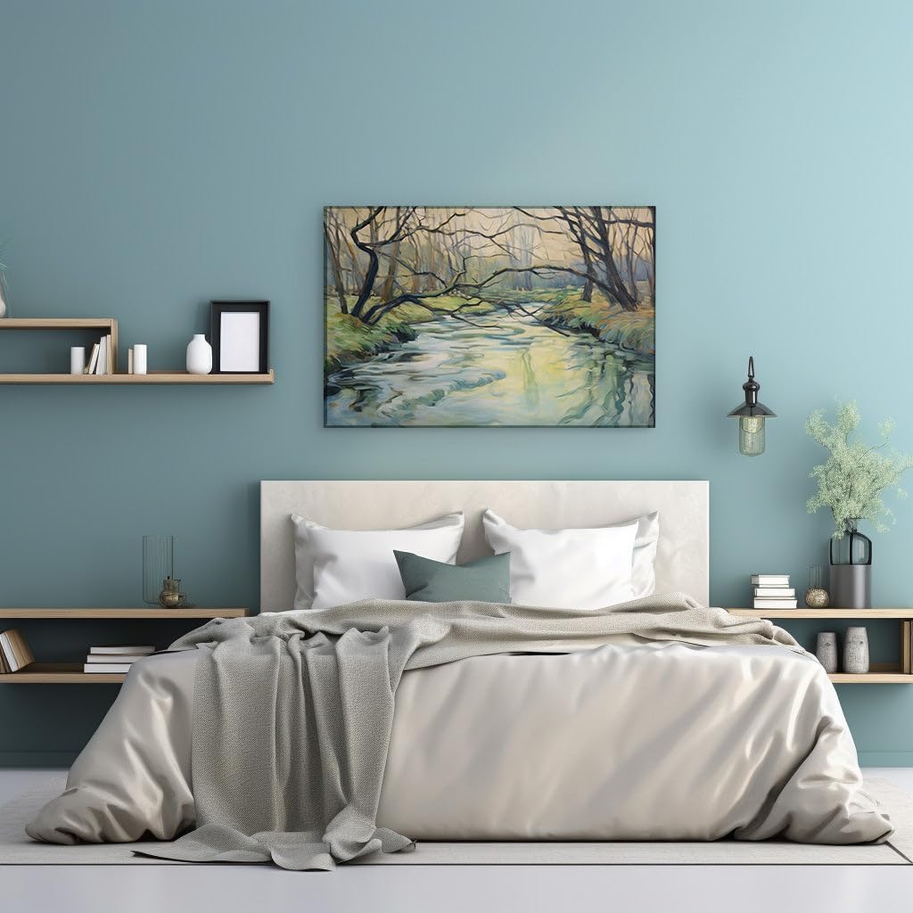 Canvas for Living room. Whispers of Serenity in the Woodland's Embrace, 27 x 18 inch Canvas Wall Art - Contemporary Masterpieces - Modern Home Decor