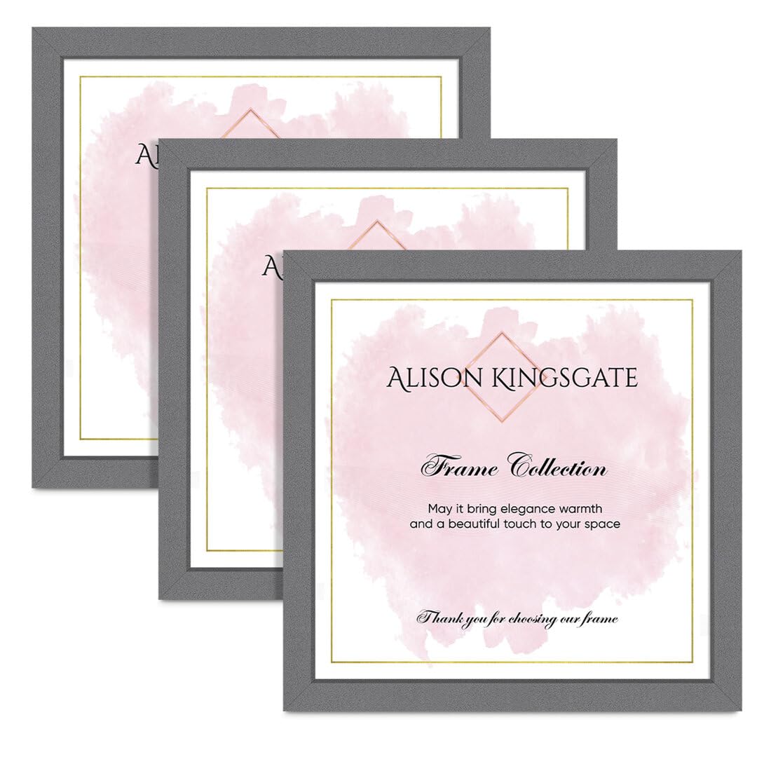 Alison Kingsgate 22X22IN Dark Grey Modern Photo Frames Pack of 3 - Engineered Wood Picture Frame with Perspex Front - Ideal for Certificates - Wall Mount or Tabletop - Multiple Sizes & Colors — image 1