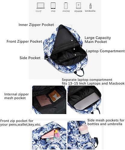Miniatura 6 de Mochila infantil para niÃ±as, ligera, con bolsa de almuerzo, mochila escolar para estudiantes de primaria, 01-azul