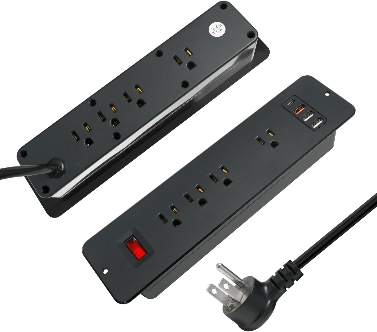4 LEAF USB C 20W Multi Contact Desk Fast Charge Double Sided Power Strip 8 Pin 4 USB Ports Furniture Outlet for Table Sofa Console Kitchen Island Drawer