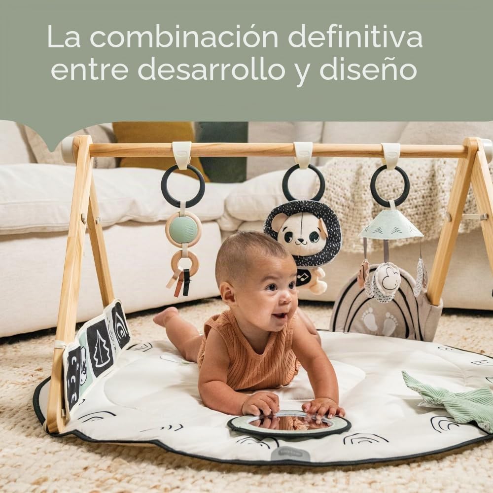 Tiny Love Luxe Developmental Gymini, Gimnasio de actividades con música para bebés, desde 0 meses, 20 actividades, juguete musical portátil, 12 tarjetas de hitos, Black & White Décor