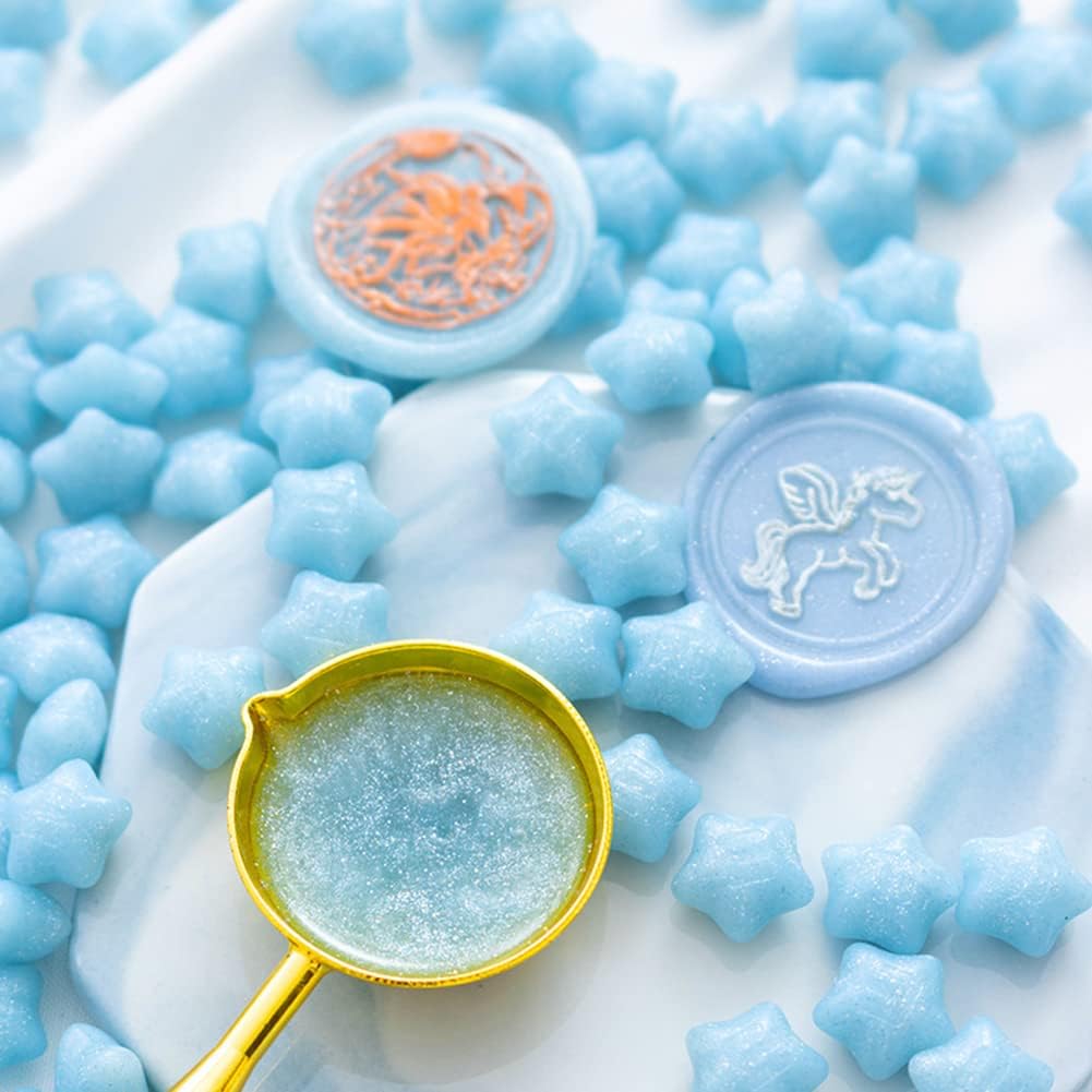 Amazon AZURAOKEY ワックスシールビーズ、星型エナメル ワックス ビーズ グリッター カラー クリエイティブ ヴィンテージ