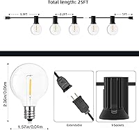 Vista 6 de GPATIO Guirnalda de luces para exteriores de 25 pies, luces impermeables para patio (blanco cálido, 25 pies, blanco cálido)